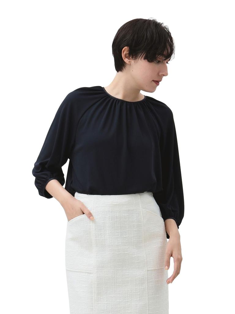 B:MING LIFE STORE by BEAMS Women's Navy Tricot Balloon Pullover (Sizes S-M)