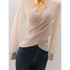 Export Cross V-neck Long Sleeves Knitwear Women's Fall and Winter New Arrival Six Wool Silm Fashion Bottoming Shirt Tops