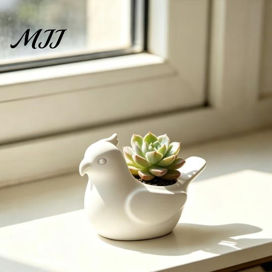 Solid Color Flower Pot Bird Shape Flowerpot, Handheld Size Durable PLA Pot, Healing Small Indoor Plant Container 3D Printed Creative Planter,