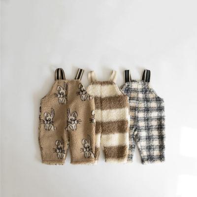 Tuta di peluche unisex per bambini Autunno/Inverno - Abbigliamento esterno per neonati stampato alla moda, pantaloni lunghi