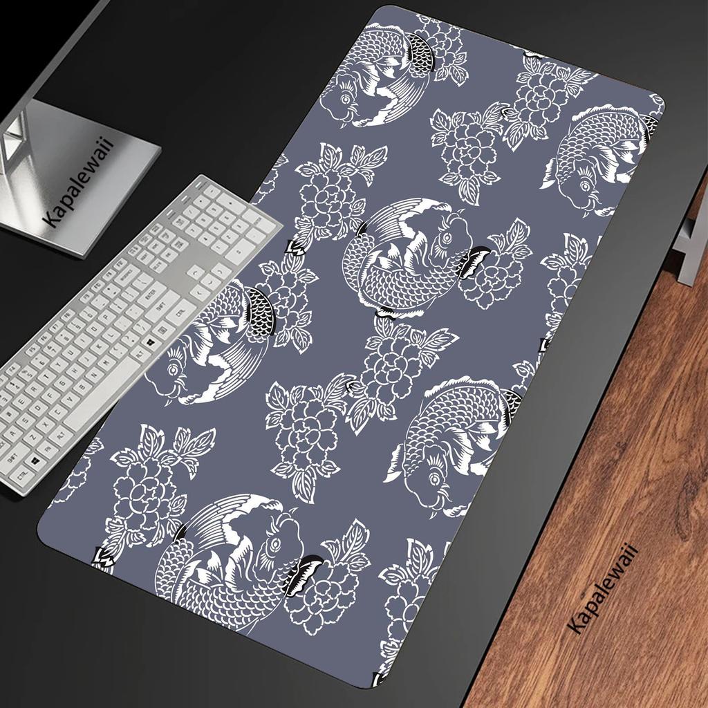 Japanese Koi Gaming Mouse Pad Large Gamer Mousepad Notebook Computer Desk Mat XXL Locking Edge Mouse Mat Rubber Keyboard Pads