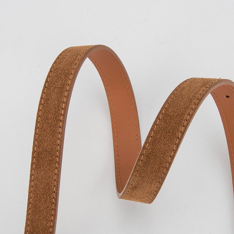 Frosted Reverse Velvet Women's Genuine Leather Belt Pin Buckle Versatile Jeans Casual Pants Decorative Belt Women's Style