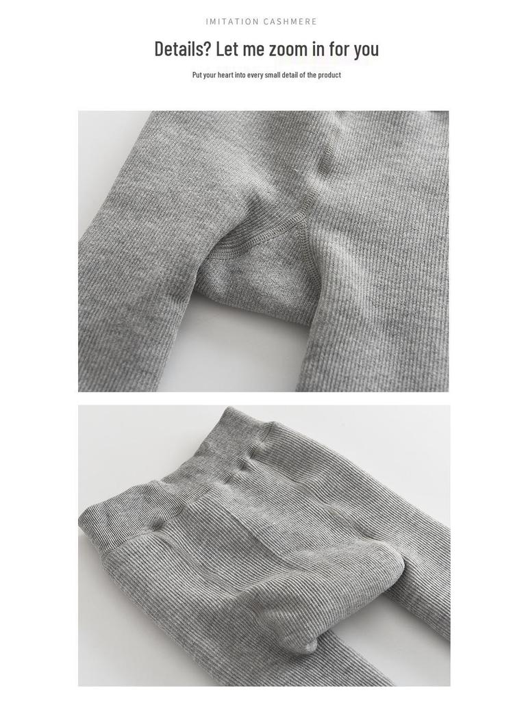 Mädchen Fleecegefütterte Herbst/Winter Strumpfhose: Warmer einfarbiger Body & Leggings für Babys