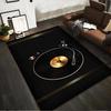 Retro Vinyl Record Style Carpet with Black and Gold Design for Home Decor Suitable for Use As an Anti-slip for Living Room Bedroom Sofas