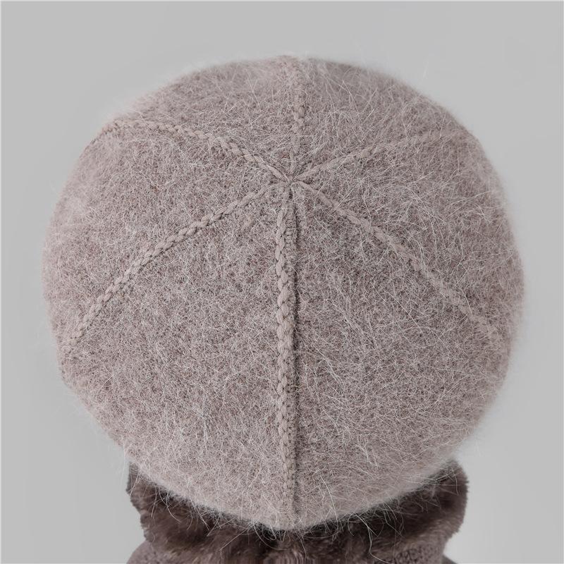 Ladies Winter Rabbit Fur Hat Warm Thickened Knitted Mother Wool Hat Cold Versatile Old Man Hat