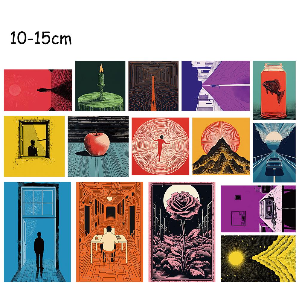 

15PCS Interesting visuals Stickers Scrapbooking Cartoon Skateboard Retro Laptop Decorative Luggage sticker Bicycle Paper