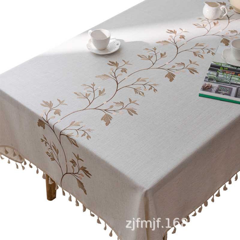 Cloth Dad Dining Table Cloth Flower Embroidery Tablecloth Knitted Jacquard Literary Dining Table Fabric Rectangle