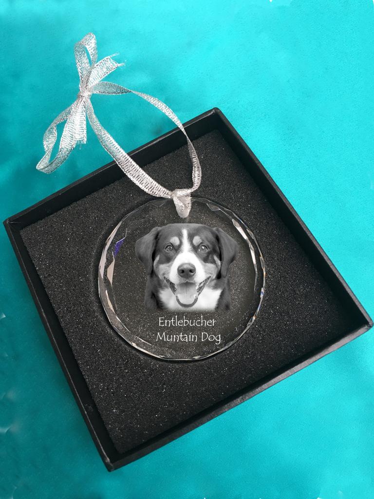Entlebucher Mountain Dog - Crystal Bauble with a Photo, Dog Photo In Crystal, Personalized Christmas Tree Ornament by Art-Dog Brand