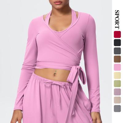 European Fashion Nude Feel Long Sleeve Bandage Yoga Suit for Women