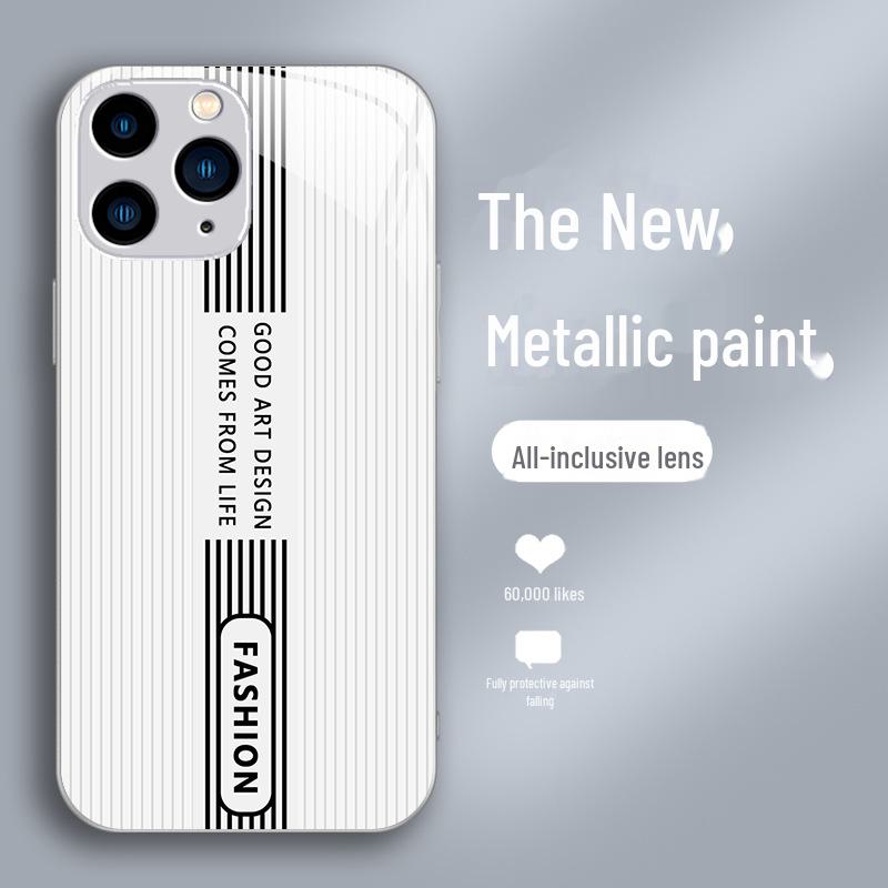 Luxury Full Package Anti-Fall Case for Apple SE, 11 Pro, 12, 13/14, 15 XS - Metal Texture.