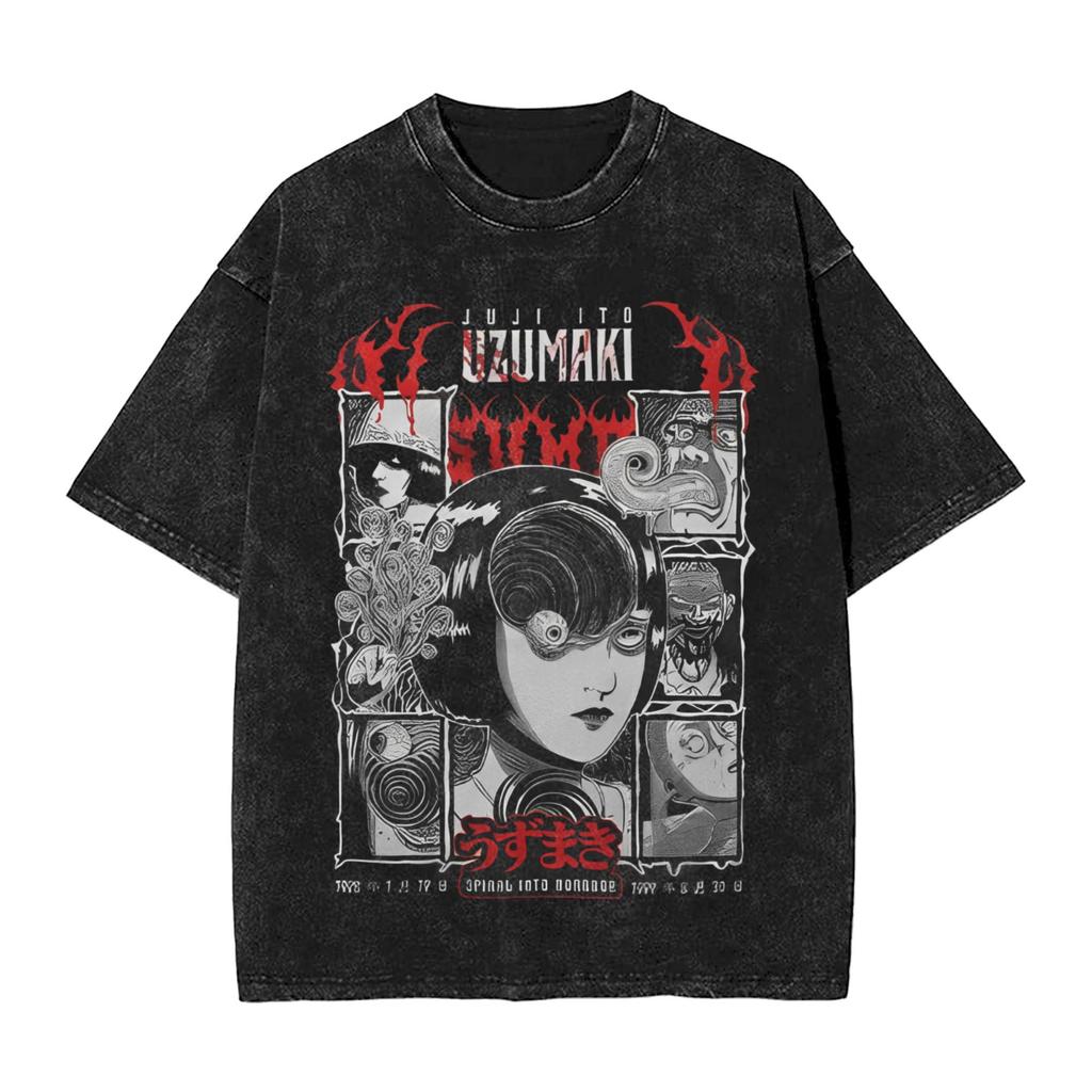 Tomie Manga Graphic Tshirt Vintage Washed Oversized T Shirt Summer Breathable Cotton Soft Short Sleeved Tees Men Women Clothing