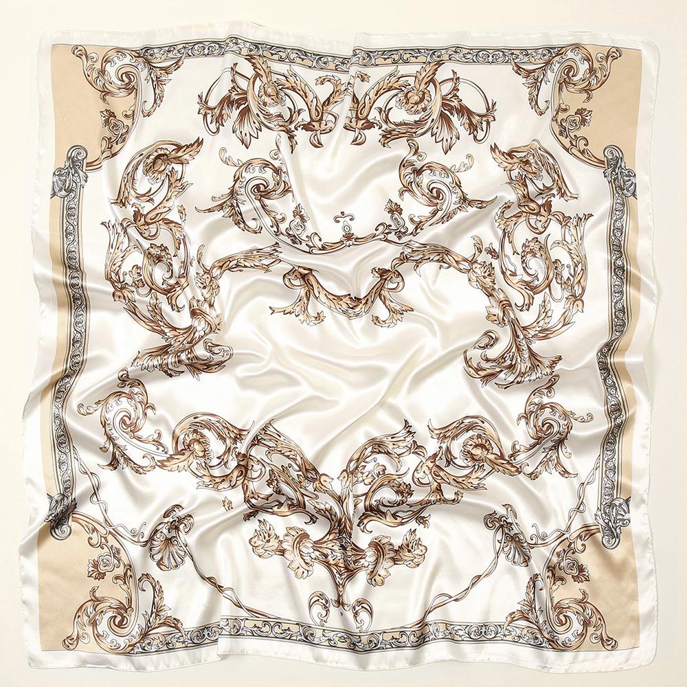 Head Scarf Women Luxury Brand Square 90*90cm Silk Foulard Satin Bandana Cheveux Soft Neckerchief Hijab Hair Scarves For Ladies