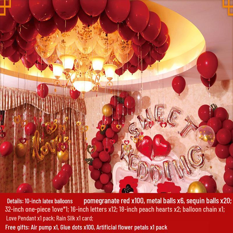 Ruby Red Pomegranate Wedding Balloons Set
