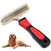 Deshedding Detangling Comb for Dogs Double Row Grooming Rake For Long Haired Medium Large Breeds Pet Hair Brush Cleaning Tool