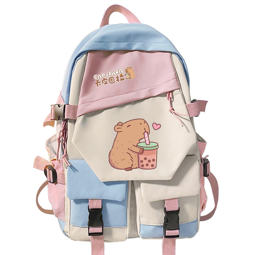 Kawaii Capybara Mochila, Girls Kids Back To School Book Bags, Women Patchwork Bagpack, Teenagers Schoolbags Student Backpack