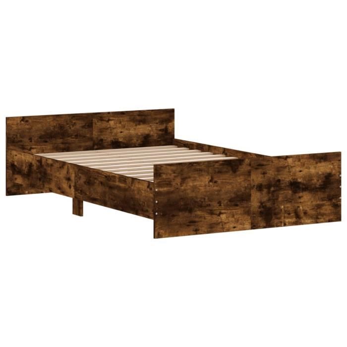 VidaXL Bed Frames Headboard and Footboard Smoked Oak 120x200 Cm 3203744