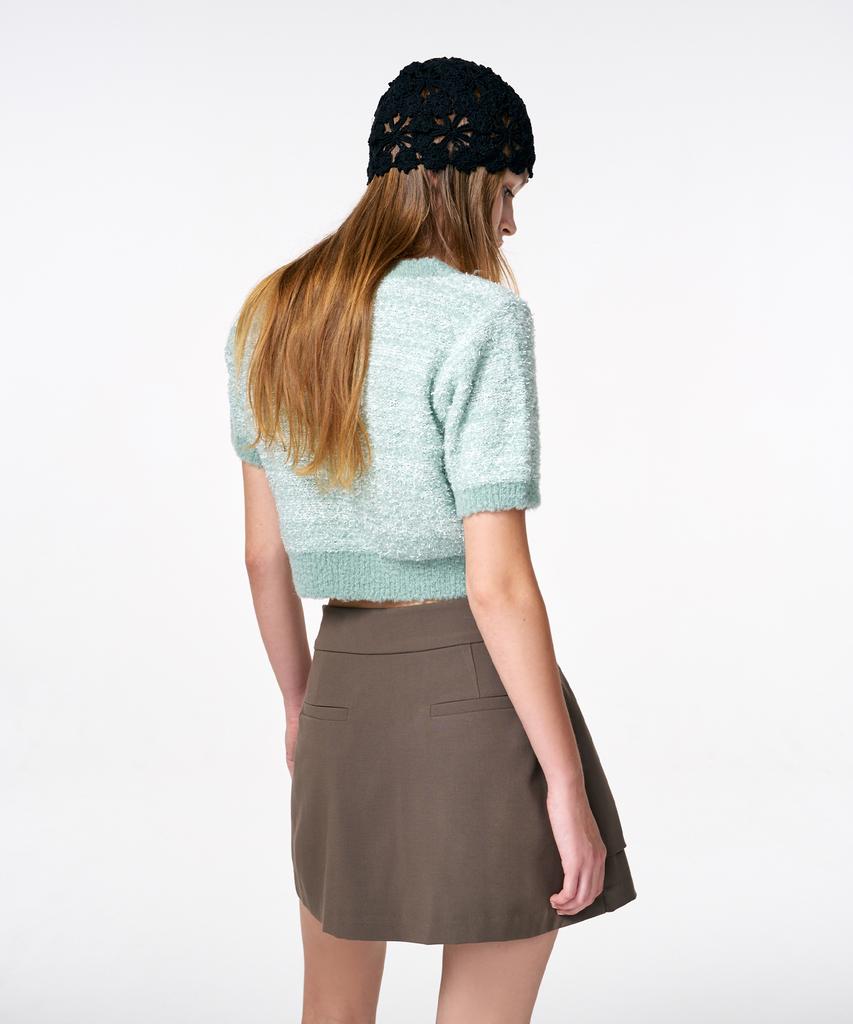 ETMON Color Blend Short Sleeve Knit Top Mint