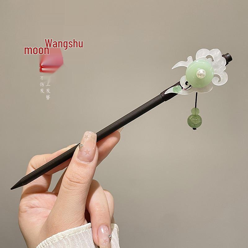 Elegant Black Sandalwood Hairpin with Tassels - Traditional Chinese Hanfu & Cheongsam Accessory for Women