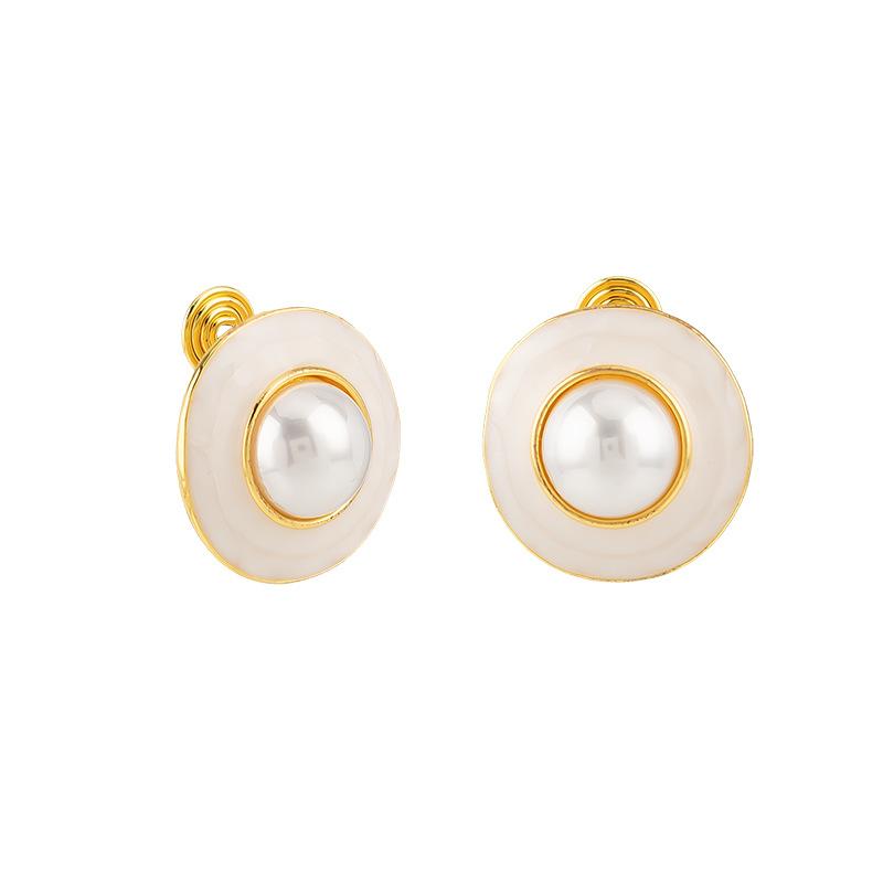 

Французские винтажные серьги с имитацией жемчуга и эмалью, роскошные противомоскитные спирали, клипсы для ушей, без пирсинга, женские