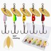 5Pcs Spinner Spoon Metal Bait Fishing Lures Treble Hook Design Portable Rotating