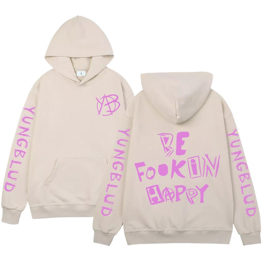 Rock Singer Yungblud Be Fookin Happy Hoodies Mens Women Long Sleeve Hip Hop Oversized Pullover Harajuku Loose Sweatshirts Unisex