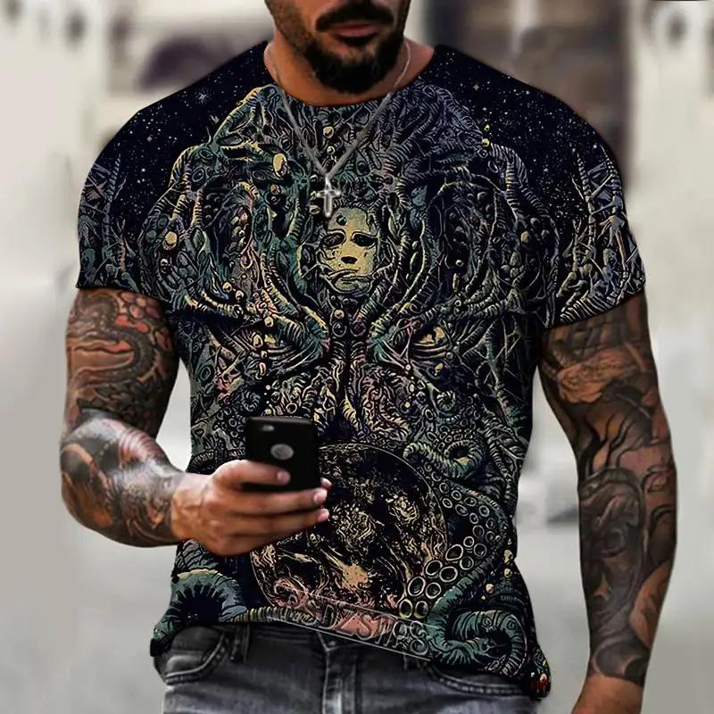 Summer new men's T-shirt 3D printed T-shirt God's Eye mysterious space short sleeved fashion trend plus size top