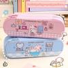 Ins Double Layer Pencil Case Cartoon Design Waterproof Pen Bag Portable Large Capacity Stationery Pouch Student Supplies