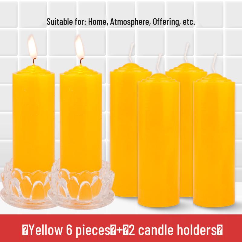Smokeless Odorless Long-Lasting Emergency Candles: White, Yellow, Red, Thick Cylindrical for Holidays