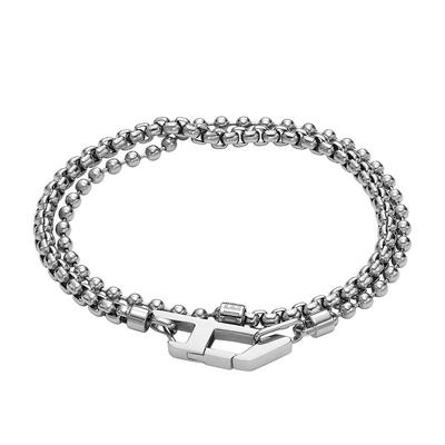 Stainless Steel Lobster Hook or Fold Over Closure No Jewels Men's Bracelet, Estándar, Metal,