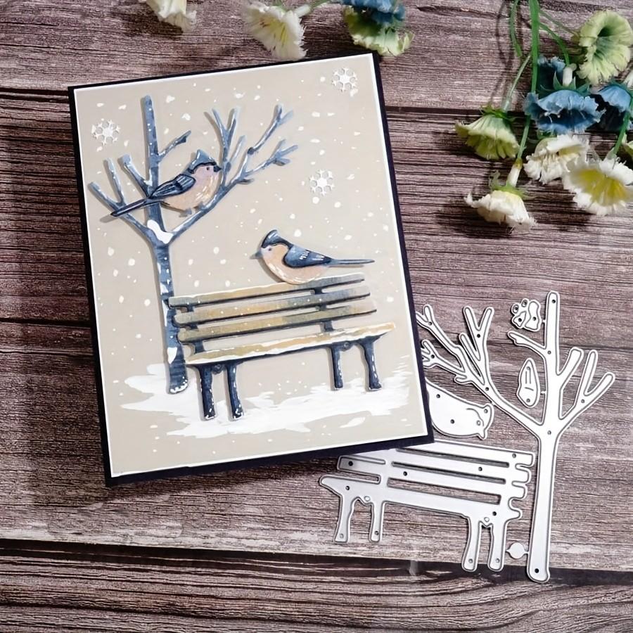 Výřezy Ptačí strom pro výrobu přání, Kovové vyřezávací šablony Parková lavička, Kovová vyřezávací forma, Vyřezávací šablony pro scrapbooking, DIY leptaná embosovací šablona pro řemesla