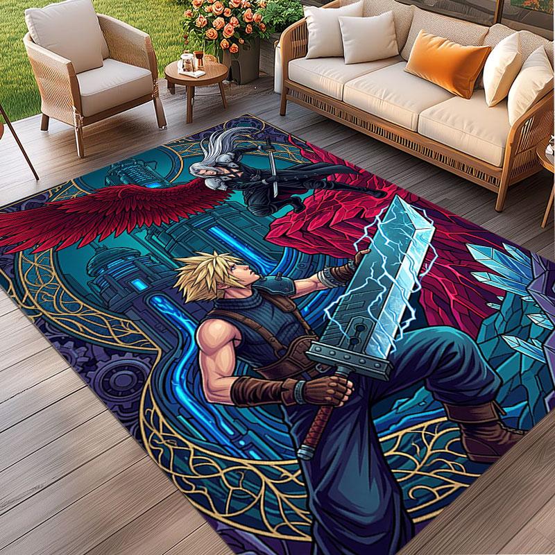 Final Fantasy Print Rug, Washable Floor Carpet, For Entryway Dorm Laundry Room Office Study, Home Decor Birthday Christmas Gift