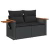 2 Seater Garden Sofa with Cushions Black Poly Rattan