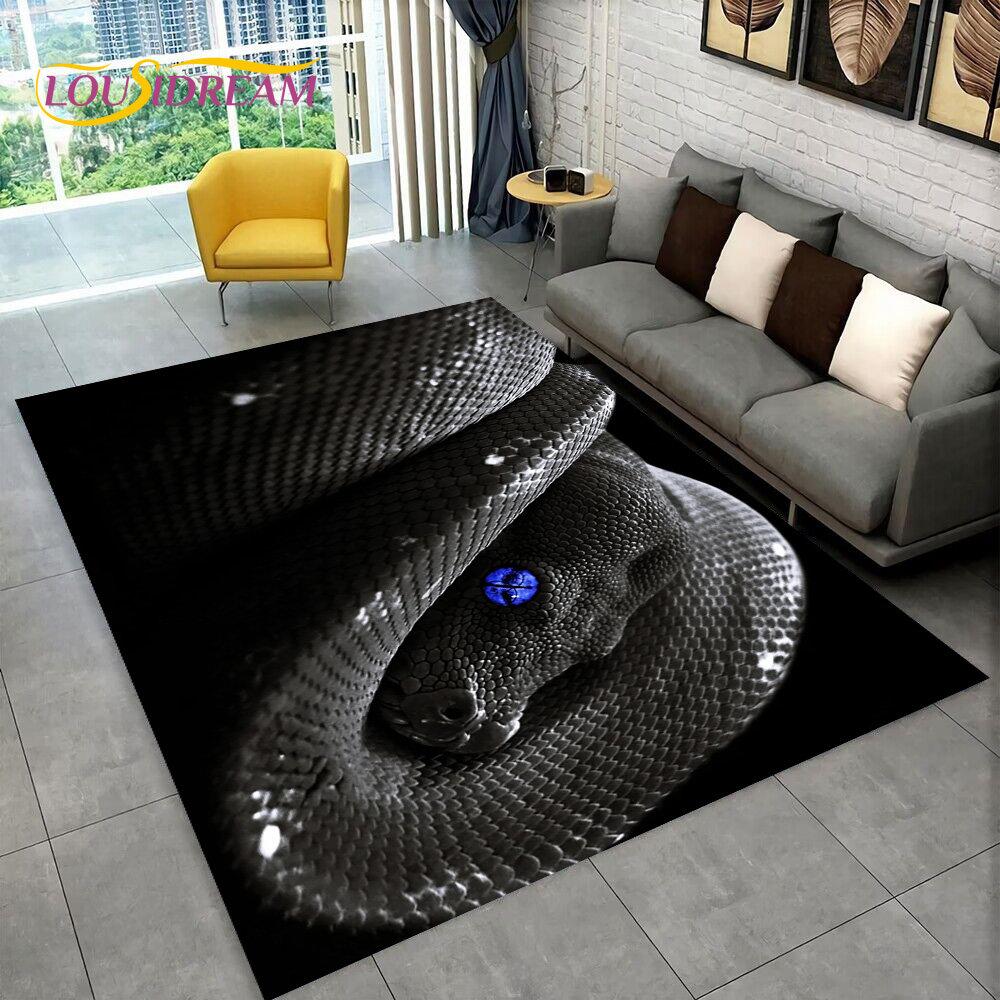 3D Gothic Horrible Snake Serpent Area Rug,Carpet for Home Living Room Bedroom Sofa Doormat Kitchen Decor,kids Non-slip Floor Mat