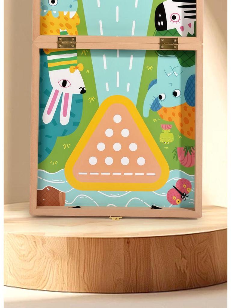 Double-Sided 4-in-1 Wooden Game Set: Chess, Five-in-a-Row, Go, Bowling - Children's Educational Toy