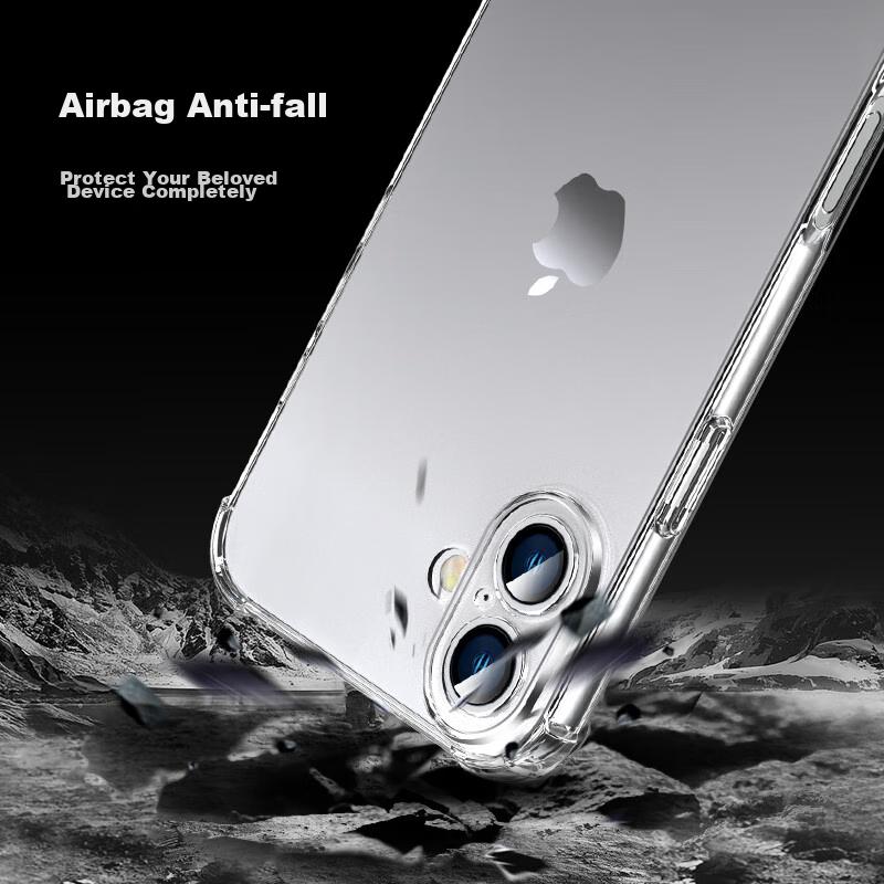 ESCASE IPhone 16 Plus Case, Full Protection Shockproof Transparent Silicone Soft with Air Cushion, Upgraded Version of IP9, Translucent White