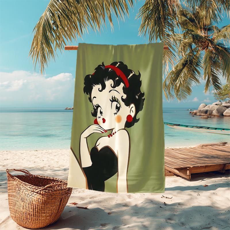 1Pc Betty Boop Dress Beach Towel Microfiber Beach Towel Thin Absorbent For Beach Swimming Yoga Bath Sports 09176