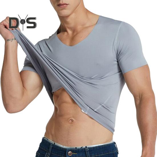 Tricouri Bărbătești Mătase de Gheață Casual Mânecă Scurtă Tricou Sport Vară Respirabil Umezeală Gât în V Maiou Top