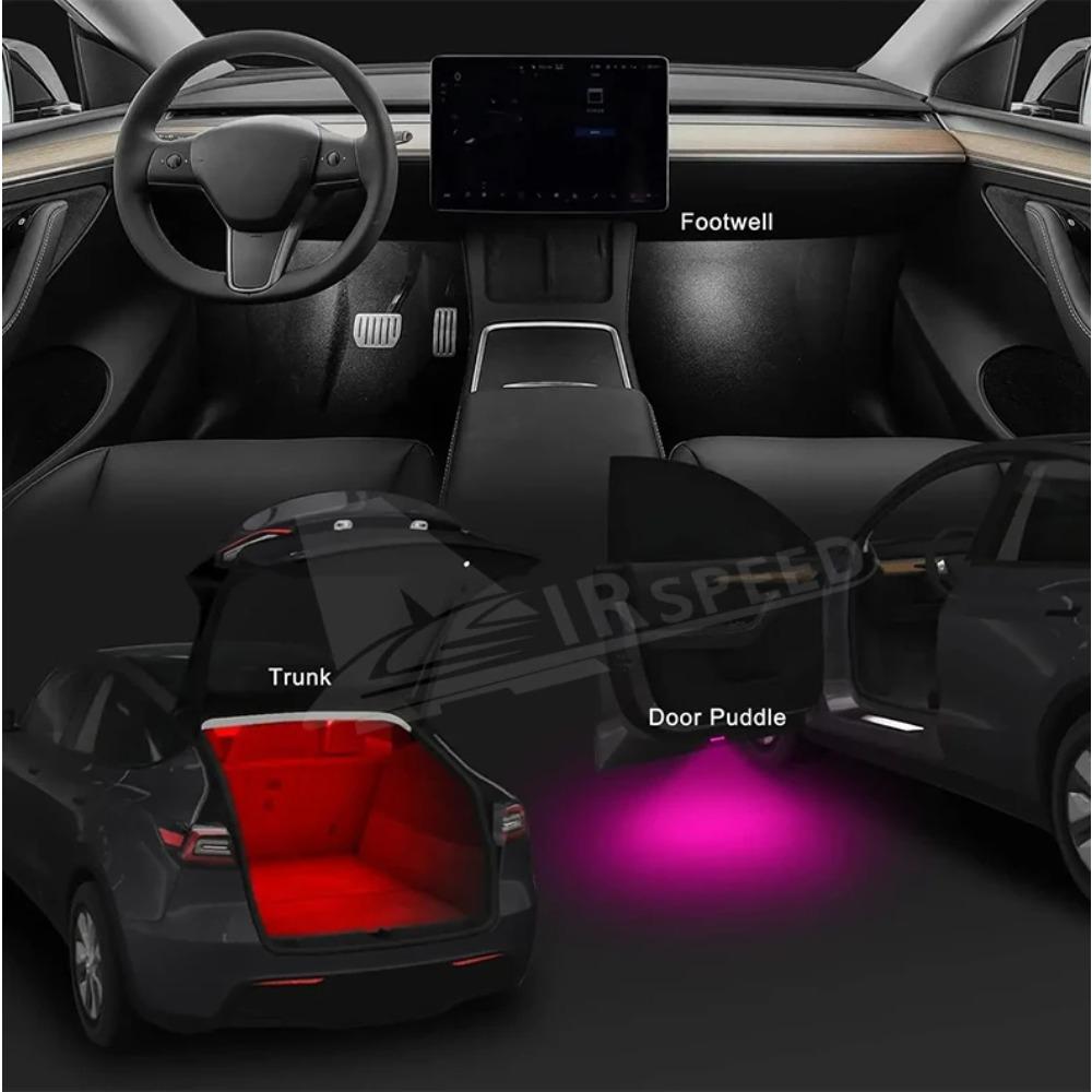 Ultra-Bright Interior Foot-Well Lights for Tesla Model Y Juniper 2025-2020 Model 3 Highland 2018-2024 Model S/X LED Bulbs Kit