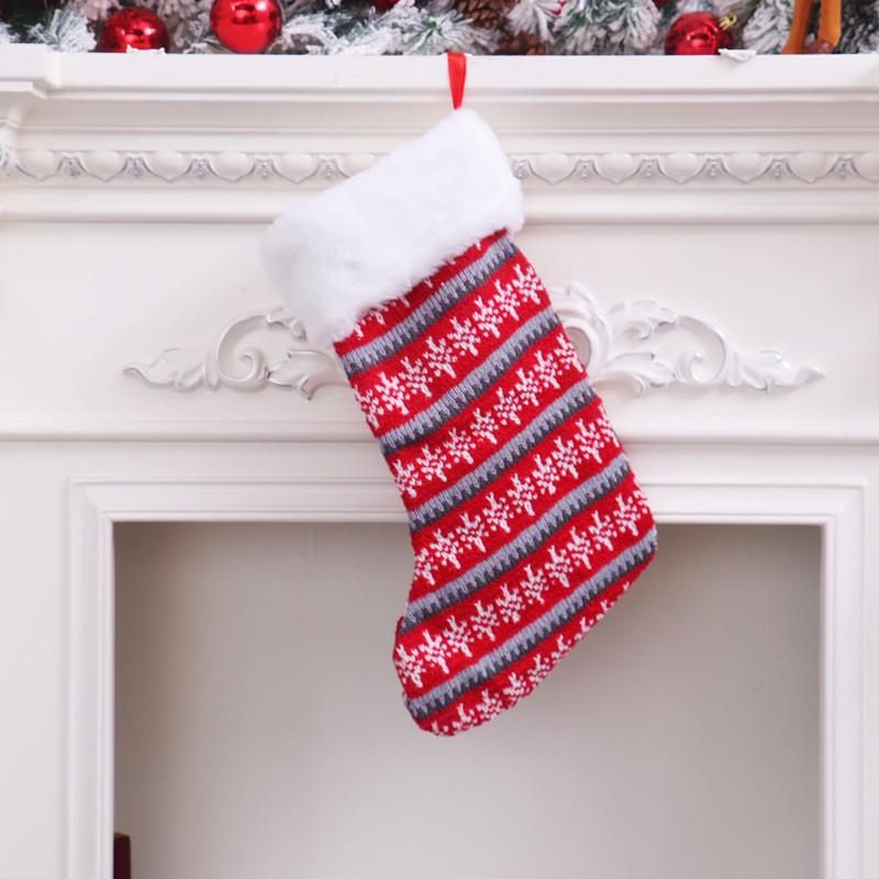 Large Red & White Striped Knit Christmas Stocking Ornament