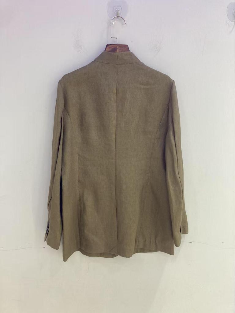 Nanyou Women's High-End Linen Collarless Jacket - Minimalist Style, Autumn 25