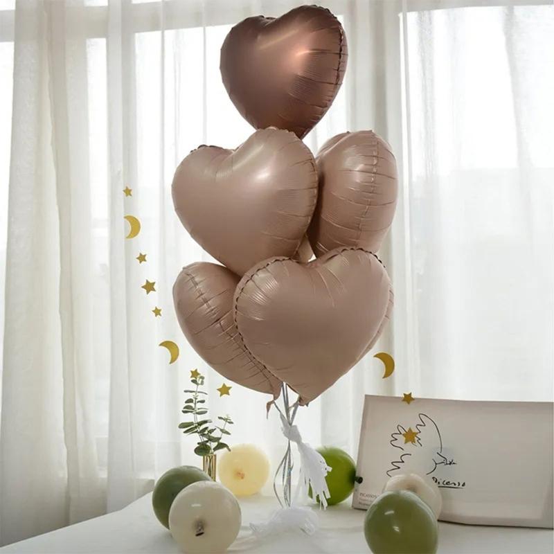 6Pcs Cream Color Number Balloon Set Beige Caramel Number 0-9 Balloon Foil Helium Ball Birthday Wedding Party Decoration