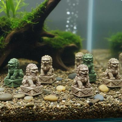 20 Pieces Chinese Protector Lion Figurine Miniature Foo Dog Statue Small Resin Ornament for