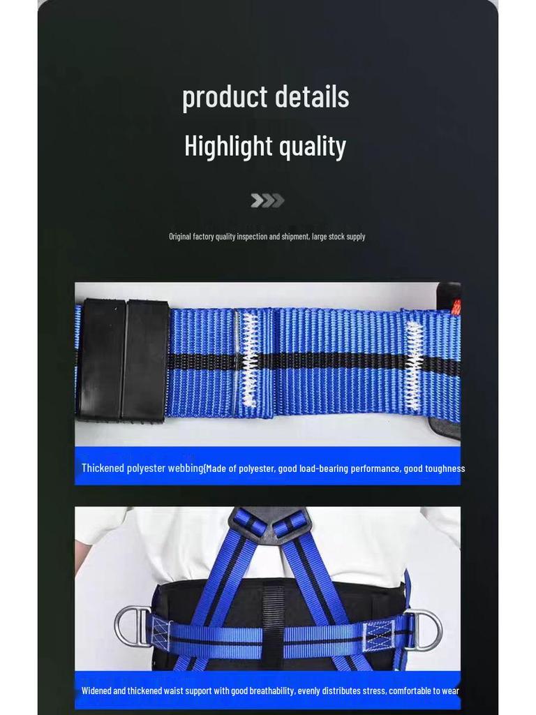 European High-Altitude Electrician Safety Harness with Double-Back Design and Shock-Absorbing Rope