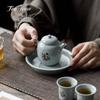 Sky Blue Full of Patterns Teapot Ru Porcelain Tea Brewing Kettle Ceramic Tea Teapots With Filter Chinese Teapot Puer Handmade
