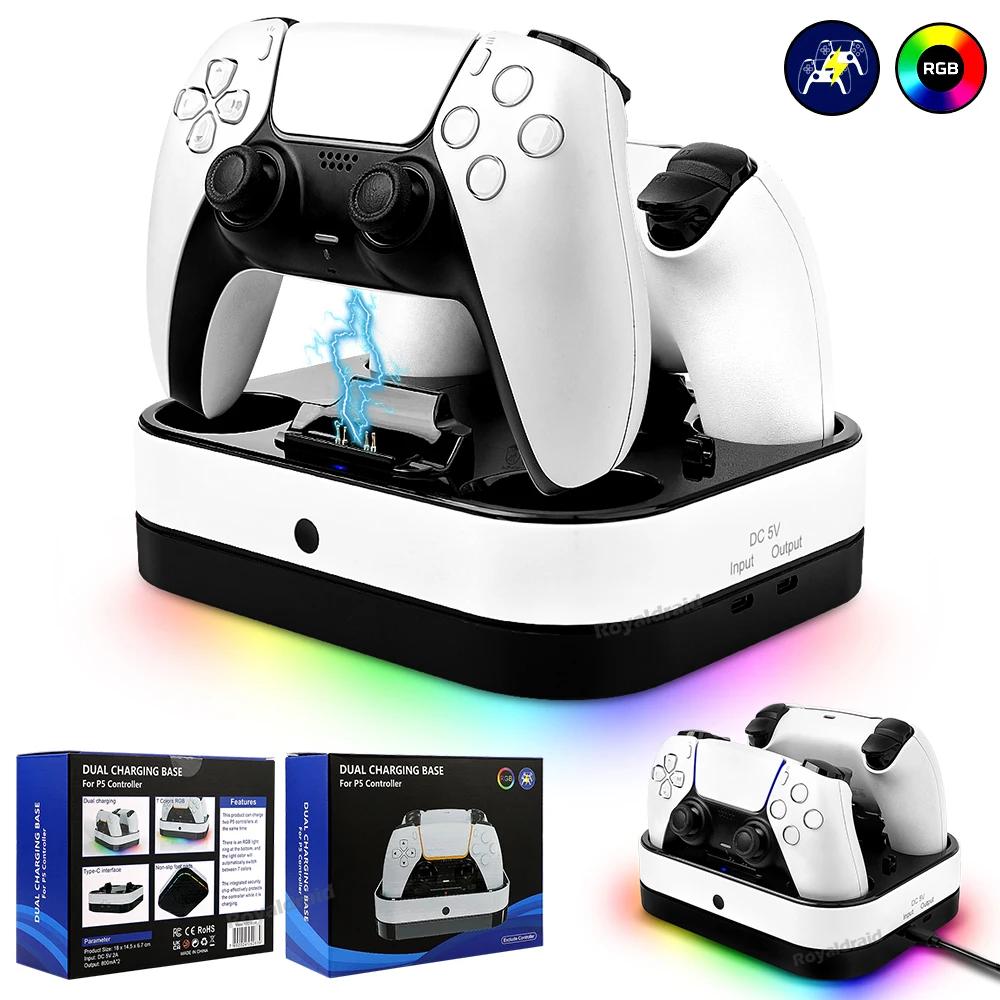 For PS5 Controller Dual Charging Base RGB Fast Charging Station for PS5 Dual Wireless Gamepad Handle Charger Stand
