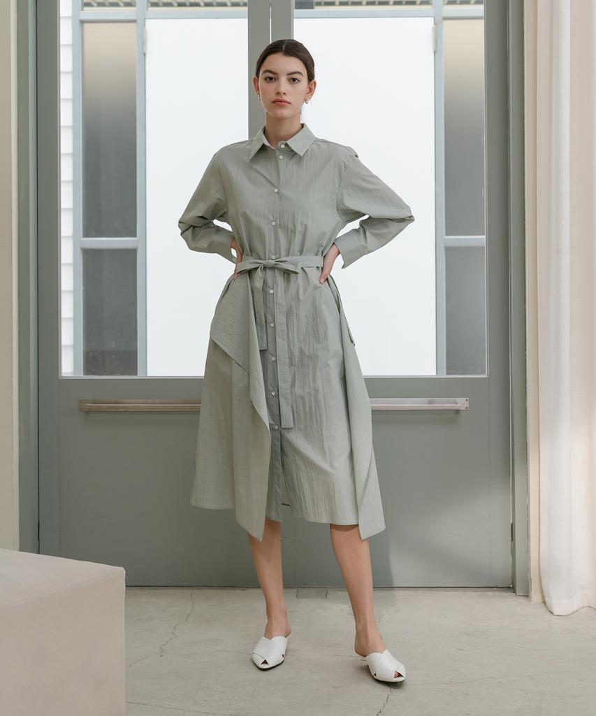YOUNESS Pastel Green Shirt Dress