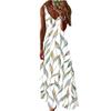 Damen Floral Maxikleid V-Ausschnitt Spaghettiträger Ärmellos Lockerer Schnitt Sommer Strandurlaub Langes Kleid