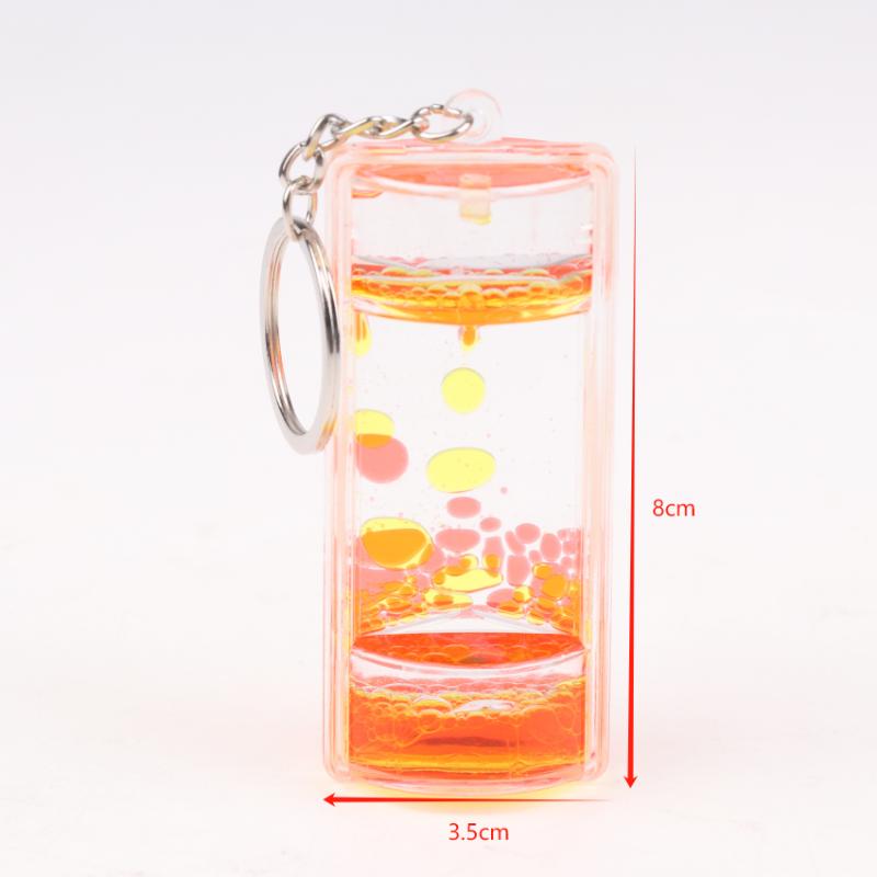 Dynamic Liquid Timers Key Chain Colorful Motion Bubbler Hourglass Keyring Bag Charm Decor