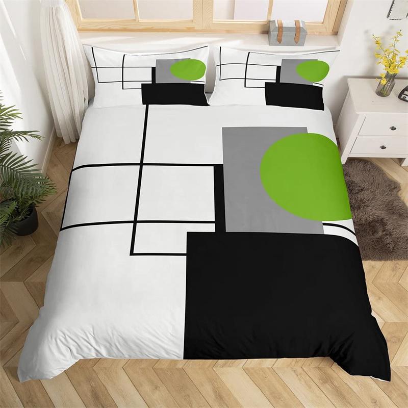 Geometric Square Duvet Cover Soft Abstract Stripes Bedding Set Circle Geometric Quilt Cover Modern Graphic Artwork Pillowcases