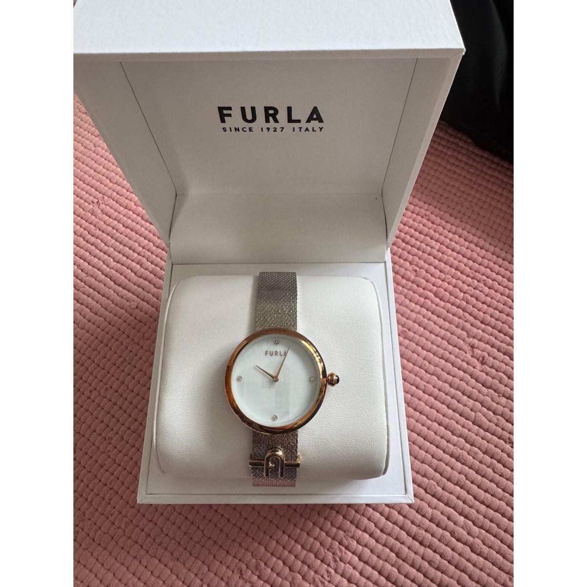 Used FURLA Watch Rose Gold Mesh Belt Unused